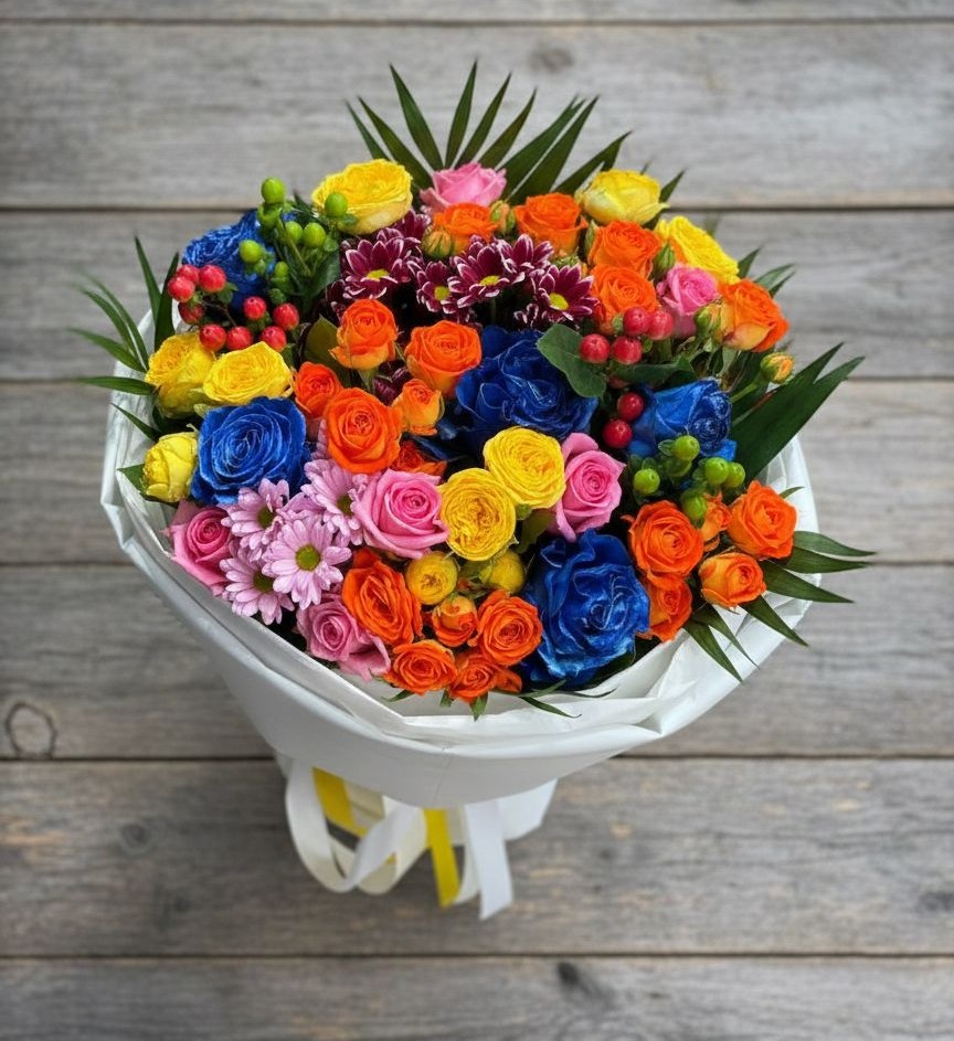 Букет цветов из: Розы и Хризантемы в Жабкино