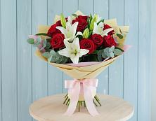 Букет цветов из:  Лилии и Розы #REPLACE_PRED# Жабкино