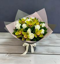 Букет цветов из:  Орхидеи и Розы в Жабкино