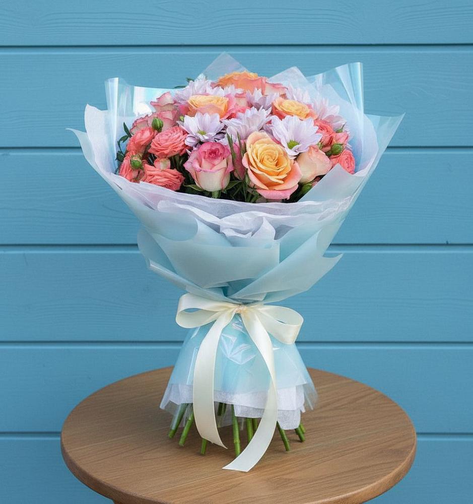 Букет цветов из: Хризантемы и Розы в Жабкино