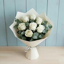 Букет Белые розы в Эвкалипте #REPLACE_PRED# Жабкино